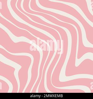 Abstract 1970 retro hypnotic wavy lines seamless pattern. Electric inspired or marbel liquid texture background. Vintage distorted lines. 90s, 00s trippy hippie nostalgia. Vector illustration. Stock Vector