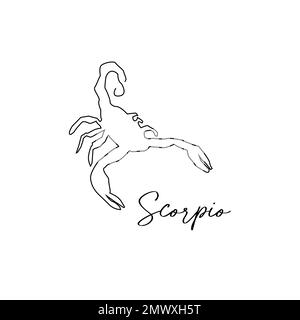 Astrology zodiac sign Scorpio horoscope symbol in line art style isolated on white background Stock Vector