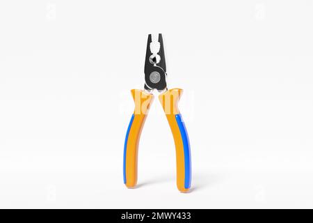 Yellow hand tool pliers isolated on white background. 3d render and ...