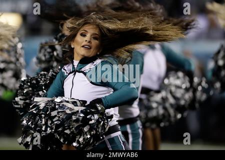 A Green Bay Packers cheerleader is seen before an NFL football