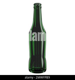 3d illustration of a green glass beer bottle on white isolated background Stock Photo