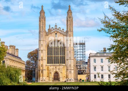 View of King's College Chapel from back field. Cambridge, Cambridgeshire, England, UK Stock Photo