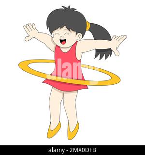 Una niña jugando Hula Hoop ilustración Imagen Vector de stock - Alamy