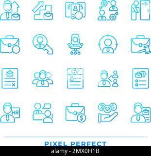 Hiring pixel perfect gradient linear vector icons set Stock Vector