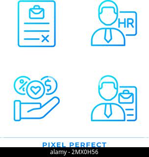 Job position benefits pixel perfect gradient linear vector icons set Stock Vector