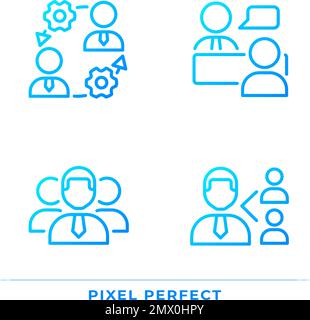 Teamwork pixel perfect gradient linear vector icons set Stock Vector