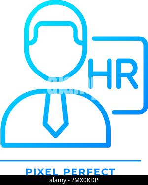 HR manager pixel perfect gradient linear vector icon Stock Vector