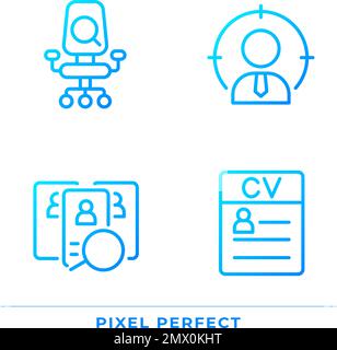 Worker selection process pixel perfect gradient linear vector icons set Stock Vector