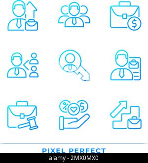Job related pixel perfect gradient linear vector icons set Stock Vector