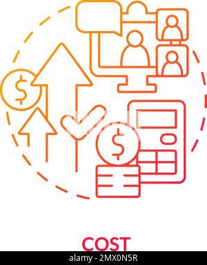 Cost red gradient concept icon Stock Vector