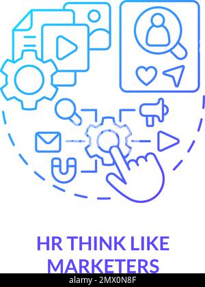 HR think like marketers blue gradient concept icon Stock Vector