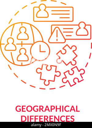 Geographical differences red gradient concept icon Stock Vector