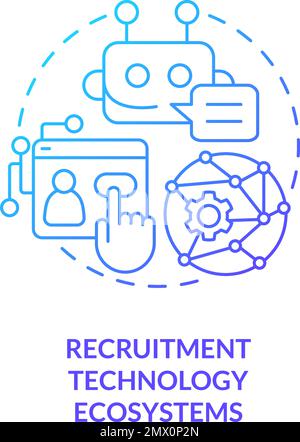 Recruitment technology ecosystems blue gradient concept icon Stock Vector