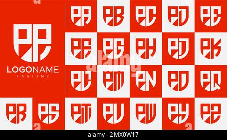 Set of letter P logo design branding. Modern P letter logo template. Stock Vector