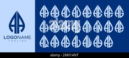 Collection of water drop A letter logo design. Droplet A letter logo brand set. Stock Vector