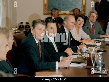 President Ronald Reagan with David Stockman Stock Photo - Alamy