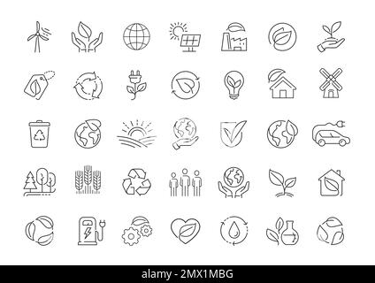 Ecology and Environment, ui icons set in linear style. Eco concept. Symbols and signs with thin outline Stock Photo