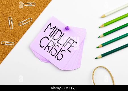 Writing displaying text Midlife Crisis. Internet Concept Software development technique Decomposing an application Stock Photo
