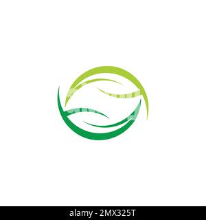care lay hand leaf circle logo vector Stock Vector