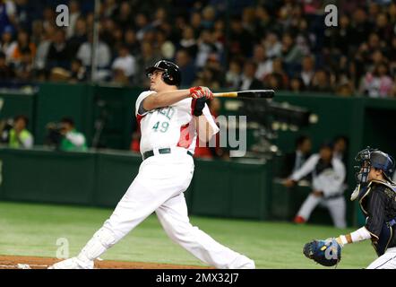 Mexico's designated hitter Japhet Amador, right, celebrates with teammate Alex  Verdugo at home plate after hitting a solo home run off Japan's starter  Yusuke Nomura in the second inning of their international