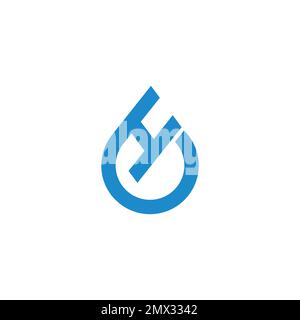 letter h drop water blue line logo vector Stock Vector