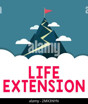 Handwriting text Life Extension. Word Written on able to continue working for longer than others of the same kind Stock Photo