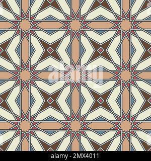 Traditional arabic geometry, stars pattern. Intricate moorish eastern pattern. Mediterranean floor tiles pattern, Seamless vector background. Stock Vector