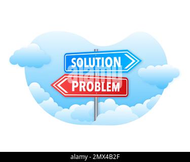 Solution and problem road sign. Answer to hard question. Stock Vector