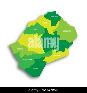 Lesotho political map of administrative divisions Stock Vector