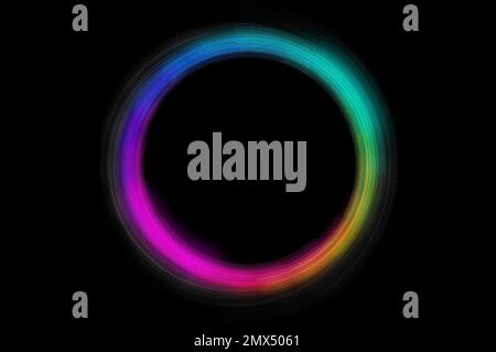 colorful circle frame circle light frame on black background Stock Photo