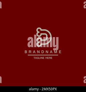 D letter logo made out of bones. Vector font for horror labels, posters etc. Stock Vector