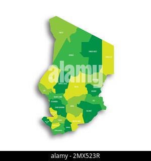 Chad political map of administrative divisions Stock Vector