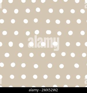 Seamless neutral polka dots pattern. White hand-drawn circles on beige background. Abstract lines of points ornament. Vector boho illustration for wal Stock Vector