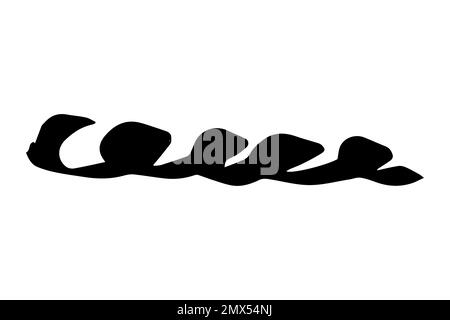 Vector doodle wave curl. Black color scroll brush stroke of paint isolated on white background. Hand-drawn plume illustration for summer prints, cloth Stock Vector