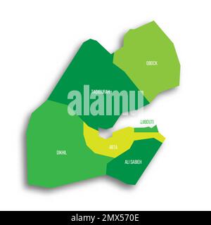 Djibouti political map of administrative divisions Stock Vector