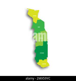 Togo political map of administrative divisions Stock Vector