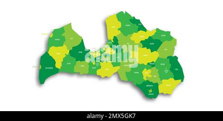 Latvia political map of administrative divisions Stock Vector