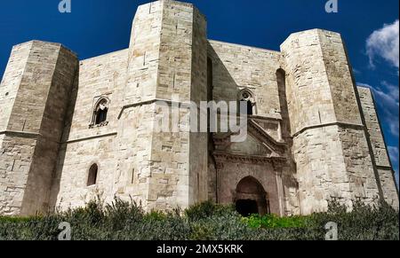 Castel del Monte ( Andria, Apulia, Italy) the famous and mysterious octagonal castle built in 13th century by Emperor Frederick II. Italy Landscape Stock Photo