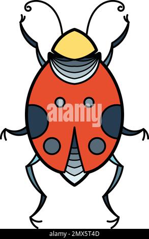 Ladybag icon. Decorative stylized bug. Red beetle Stock Vector