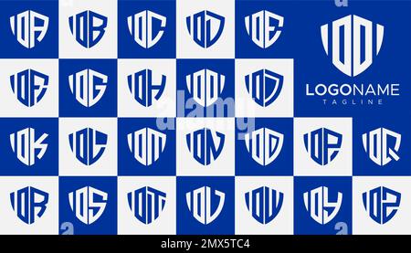 Set of shield I letter logo design vector. Simple security I logo template set. Stock Vector