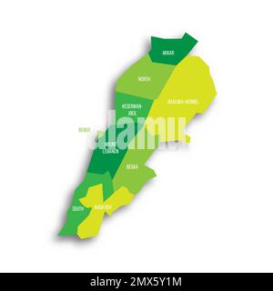 Lebanon political map of administrative divisions Stock Vector