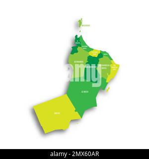Oman political map of administrative divisions Stock Vector
