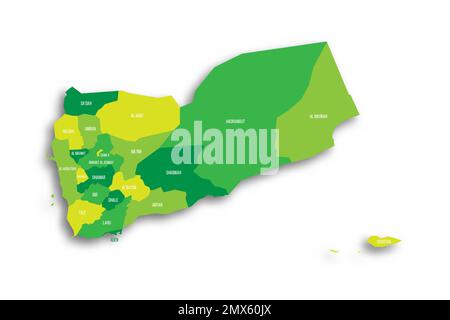 Yemen political map of administrative divisions Stock Vector