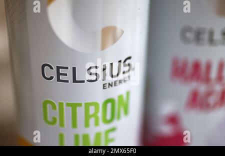 American energy drink manufacturer Celsius. Stock Photo