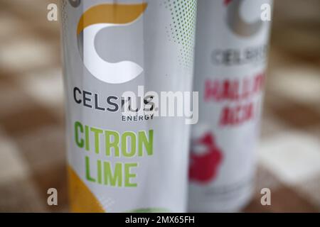 American energy drink manufacturer Celsius. Stock Photo