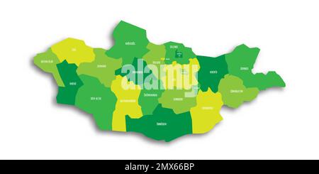 Mongolia political map of administrative divisions Stock Vector