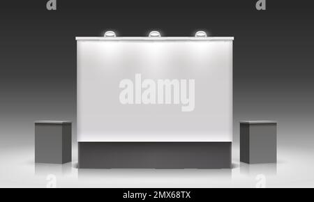 Scene presentations board, table white display. Vector illustration Stock Vector