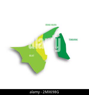 Brunei political map of administrative divisions Stock Vector