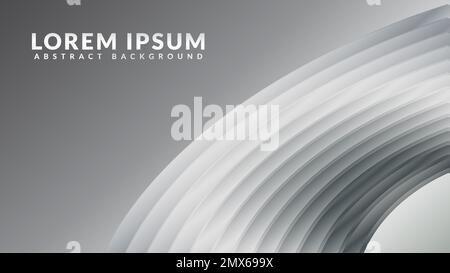 Futuristic gray curved tunnel. Abstract background design Stock Vector