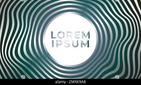Silver circle with wavy stripe lines. Abstract background design template Stock Vector